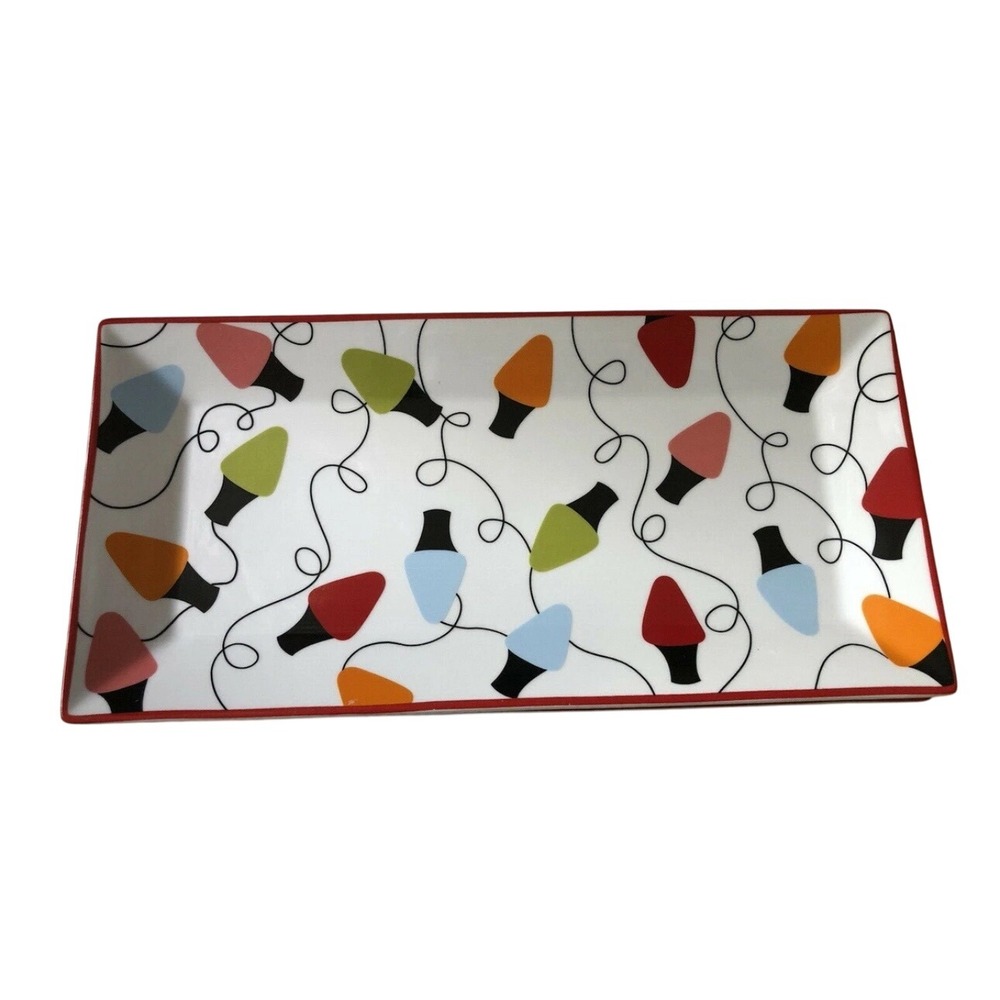 Celebrate It Christmas Noel 14" Peppermint Lane Ceramic Serving Tray‎